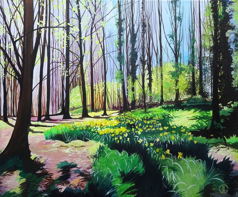 Spring Sunlight In The Woods Painting by Joseph Lynch | Saatchi Art