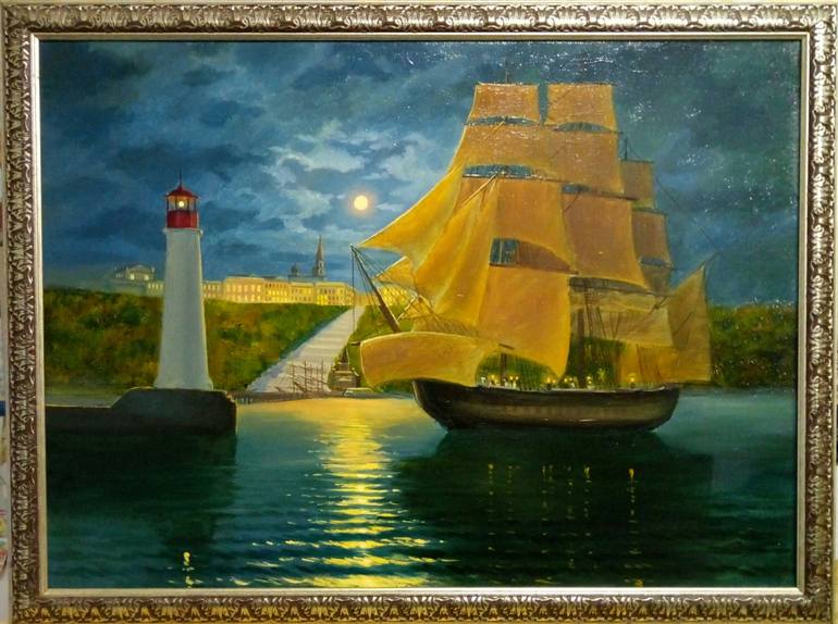 Original Realism Sailboat Painting by kyrylo bondarenko
