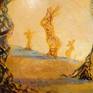 I was inspired by a dream to write a picture. He slept and found himself in a balloon in the clouds. Nothing was visible. The ball sank and naked women surrounded me, They began to seduce. But while I got out of the basket, they turned into carnings of trees, woven into images of fairies.