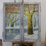 Winter in Odessa. There are a lot of old Platans in Odessa. I am snatched by these majestic trees, They inspire me. The picture is drawn on mdf. Decorated in an old window with history, the window is 200 years old. The window is made of wood, impregnated with various soils, the layers of historical layers of paint have been preserved. The weight of the picture in the frame is 5-6 kilograms.
Your interior, house, apartment, restaurant will perfectly fit.