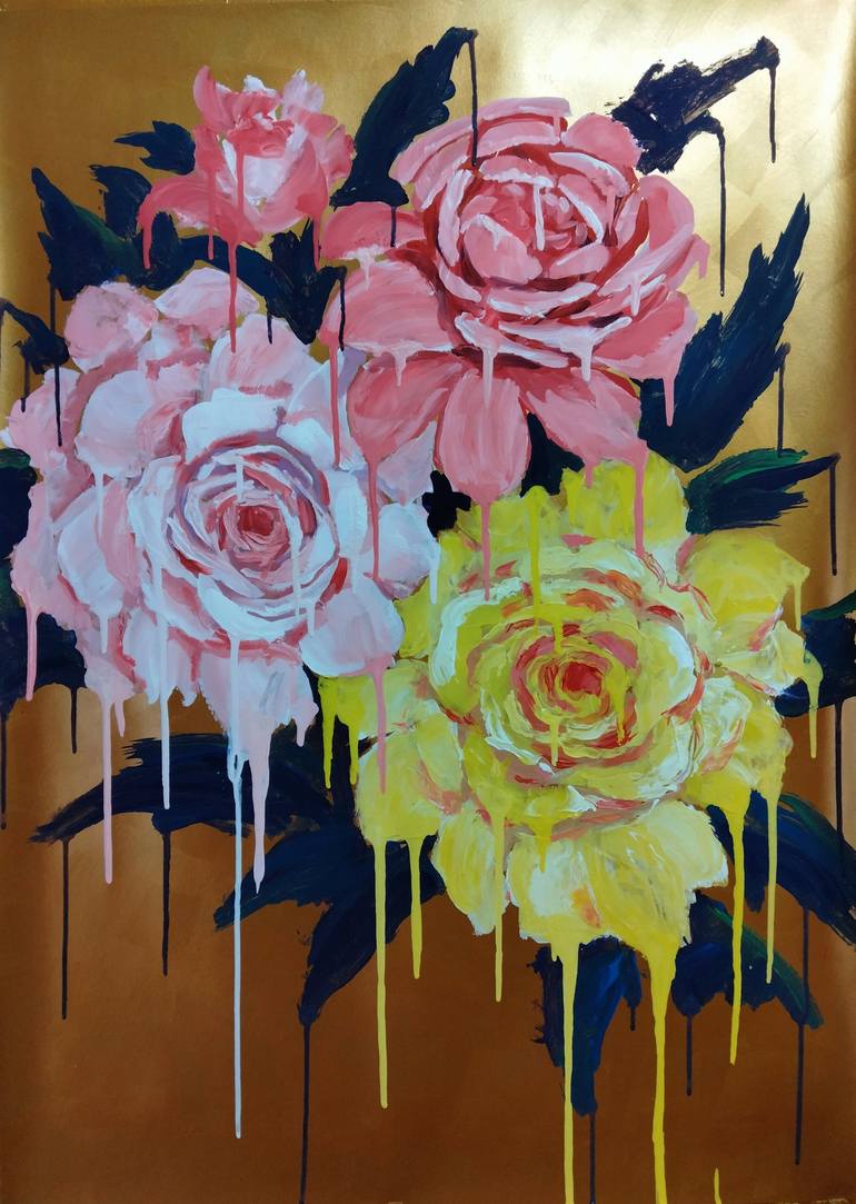 Original Pop Art Floral Painting by kyrylo bondarenko