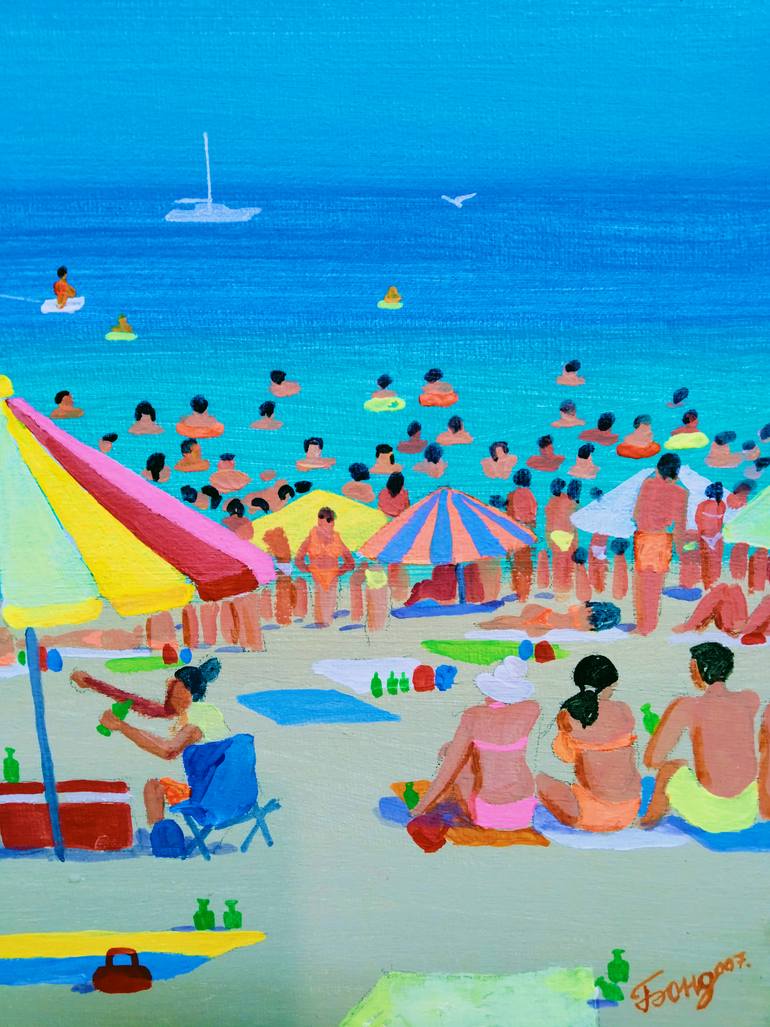 Original Figurative Beach Painting by Kyrylo Bondarenko