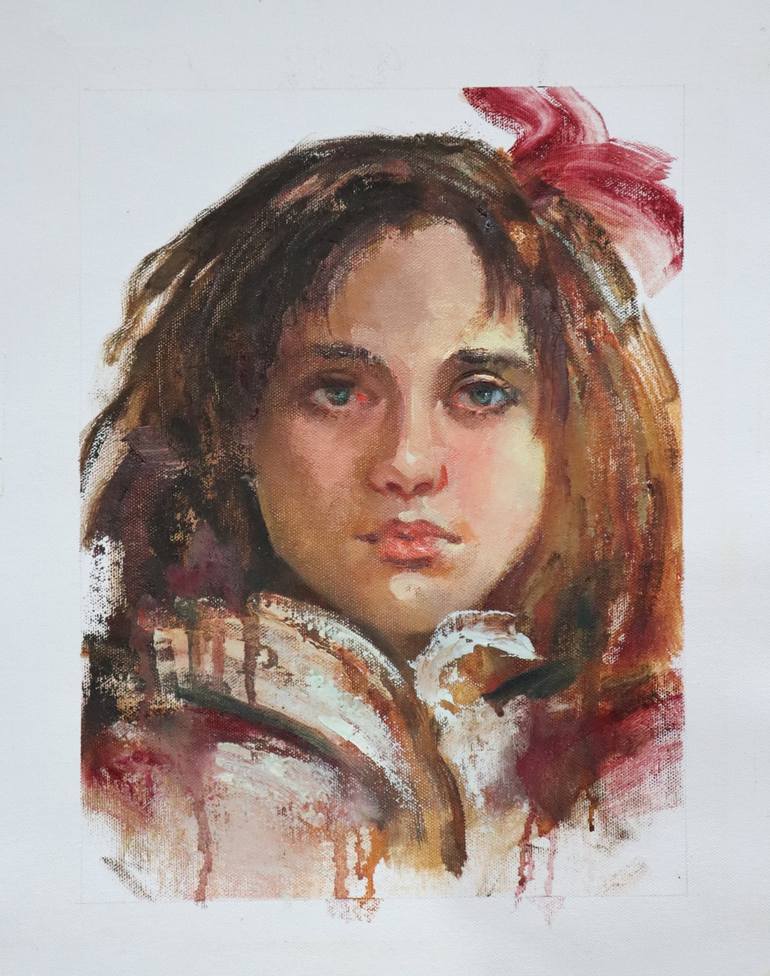 Original Portrait Painting by Pitchanan Saayopoua