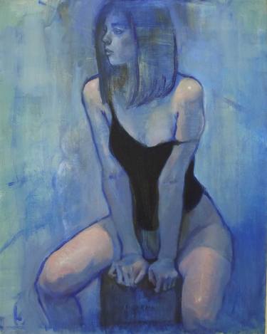 Seated figure in blue thumb