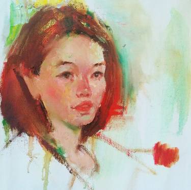 Print of Impressionism Portrait Paintings by Pitchanan Saayopoua