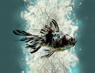 Print of Surrealism Fish Mixed Media by pam parrish