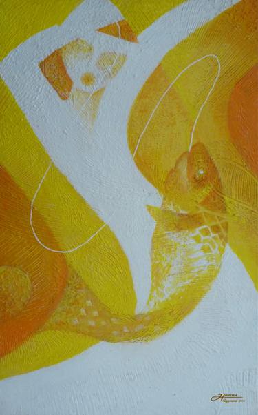 Original Abstract Expressionism Fish Paintings by Hemu Aggarwal