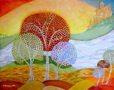 Original Abstract Expressionism Landscape Paintings by Hemu Aggarwal