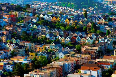 Noe Valley Sunrise View, Dry Brush Style, San Francisco 1988 thumb