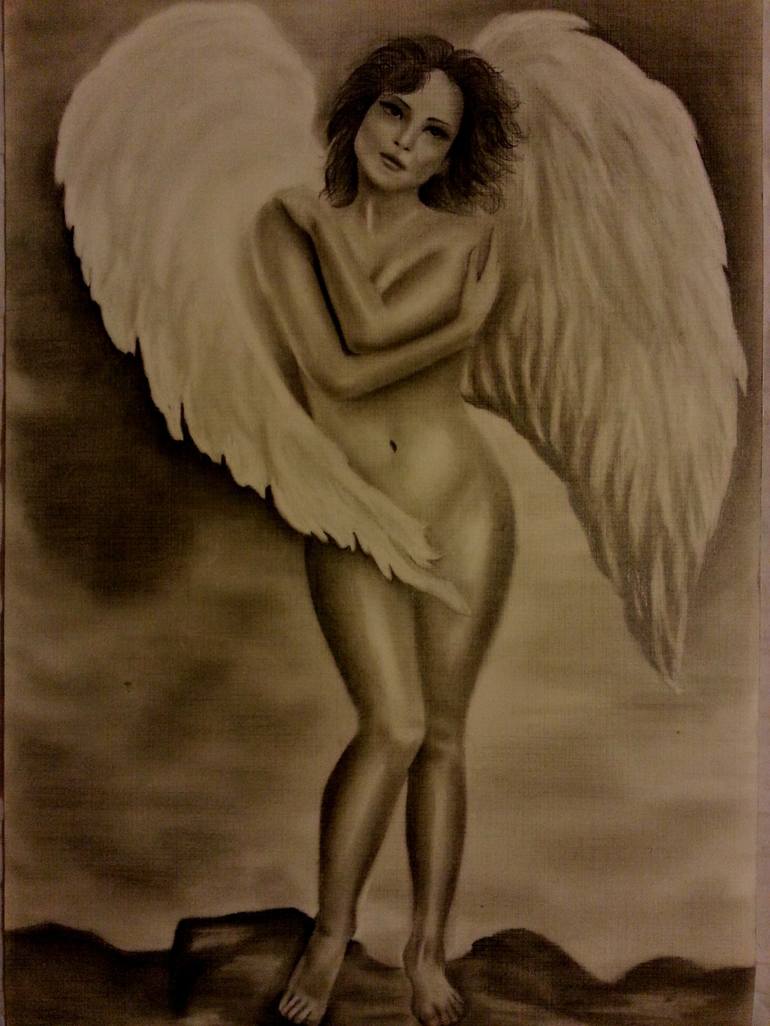 Naked angel Drawing by Sadaf A | Saatchi Art