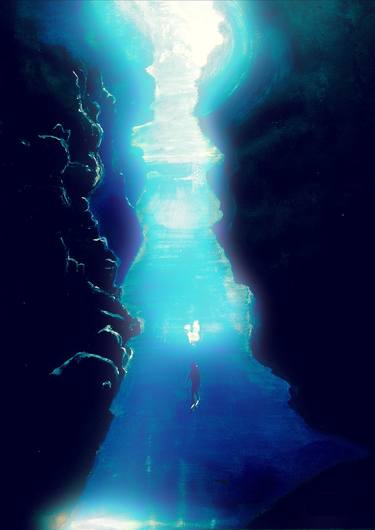 Crevice Dive, Diving, Scuba, Art. thumb