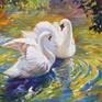 Swans Painting by Artem Brazhnik | Saatchi Art