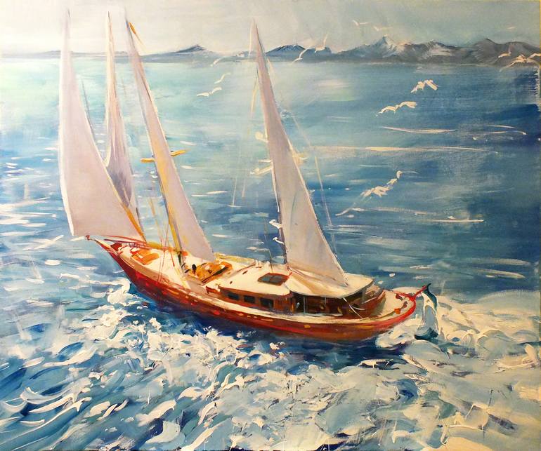 yacht sailing painting