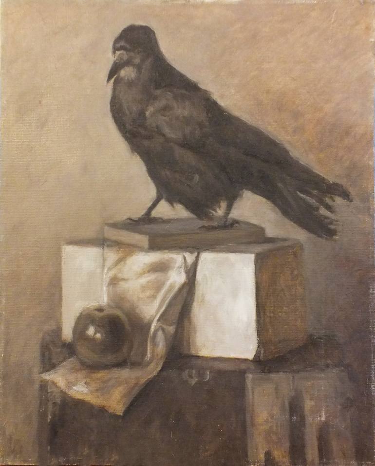 Still Life with Crow Painting by Artem Brazhnik | Saatchi Art