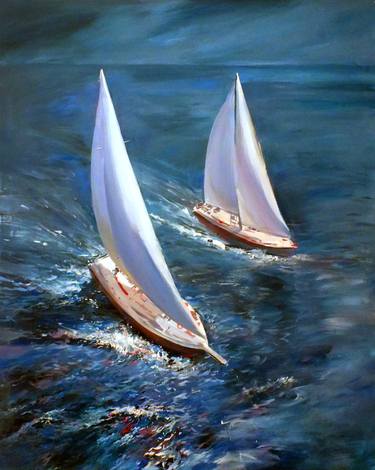 Print of Sailboat Paintings by Artem Brazhnik