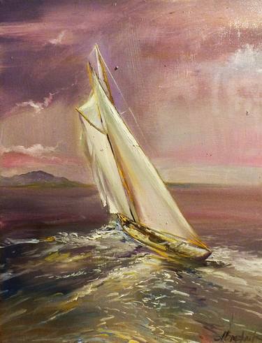 Print of Sailboat Paintings by Artem Brazhnik