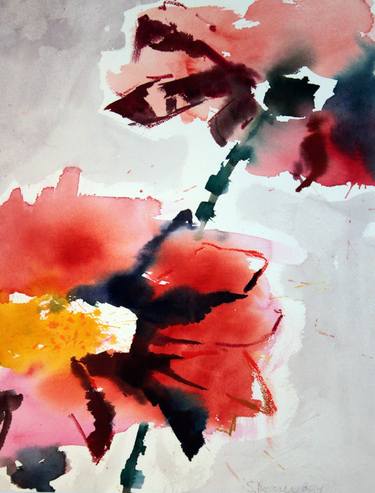 Original Abstract Floral Paintings by Sami Halttunen