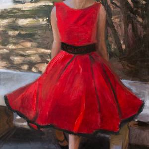 The woman in red