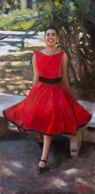 The woman in red thumb