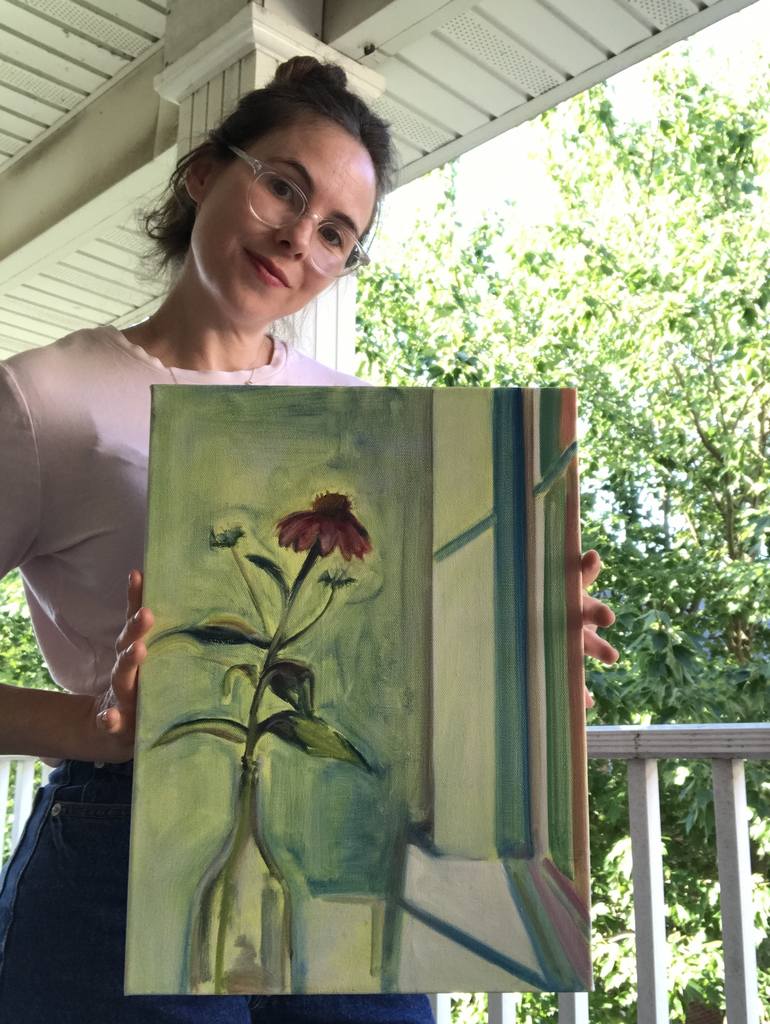 Original Floral Painting by Ilana Visotsky