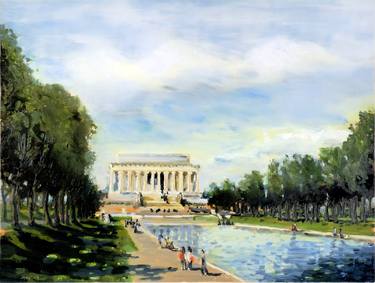 Plein Air Painting (Lincoln Memorial with Reflecting Pool, DC) thumb