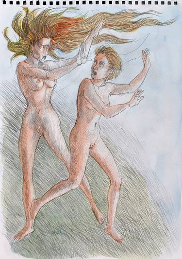 Original Figurative Classical mythology Drawings by Elettra Gorni