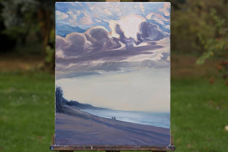 Original Impressionism Beach Painting by Wojciech Pater