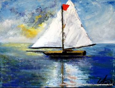 Original Expressionism Sailboat Paintings by christopher andrukiewicz