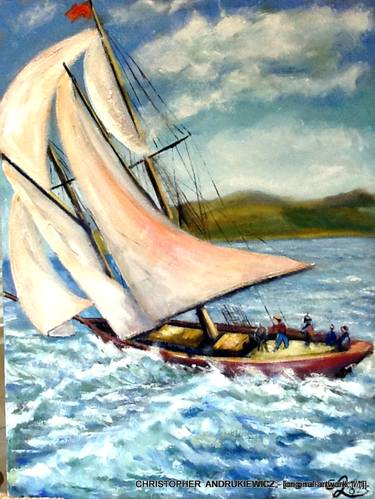 Original Boat Paintings by christopher andrukiewicz
