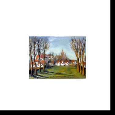 landscape with village and trees. thumb