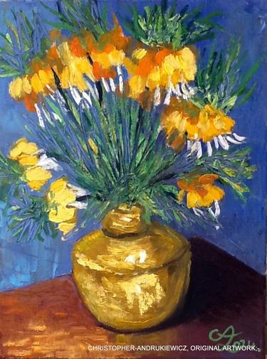 yellow vase and yellow/orange flowers. [van-gogh -mod copy-type] thumb