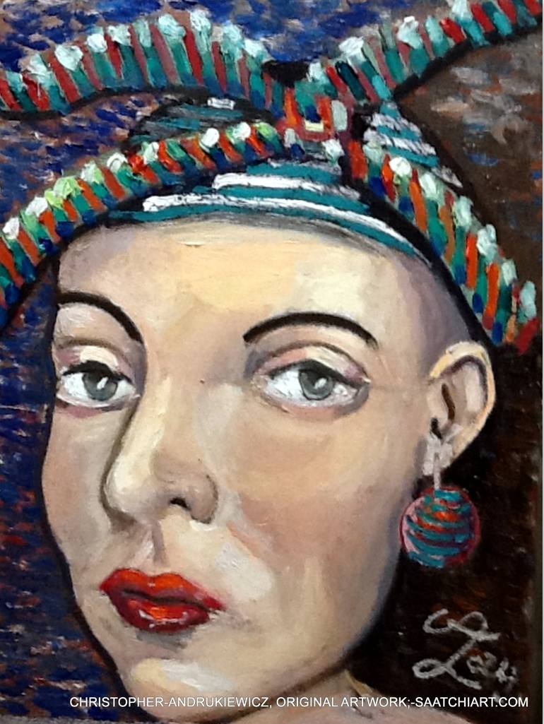 Original Fantasy Painting by Christopher Andrukiewicz | Surrealism Art on Canvas | lady pose with earing and fancy hat.