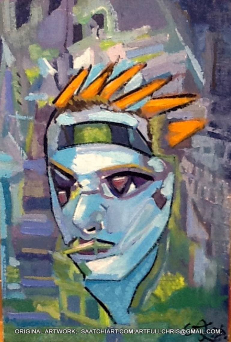 Original Fantasy Painting by Christopher Andrukiewicz | Surrealism Art on Canvas | female pose with fancy orange hat