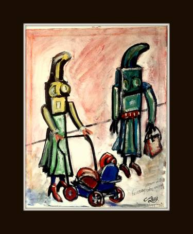 GOING SHOPPING;-adapted painting from original sculpture; thumb