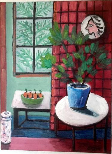 interior with palm; a matisse copy type; thumb