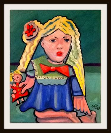 grown-up -view with red doll.  picasso copy type;- thumb