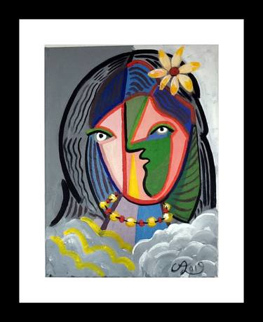 front,profile look with flower and beads;- picasso copy type. thumb