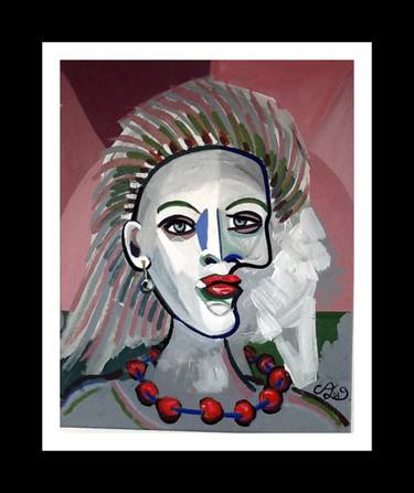 lady with spiked hair and red beads.[picasso copy type]; thumb