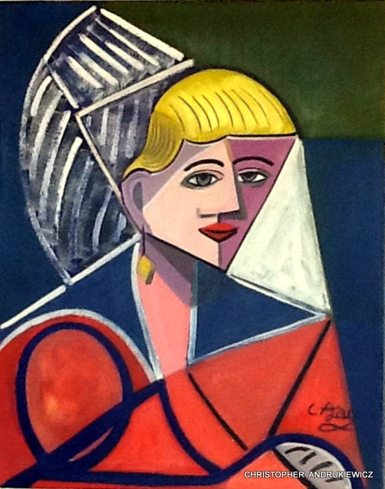 Lady With Head Dress Picasso Mod Copy Type Painting By Christopher   7173978 HSC00002 7 