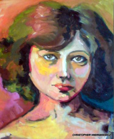 a lady in oils on board. thumb