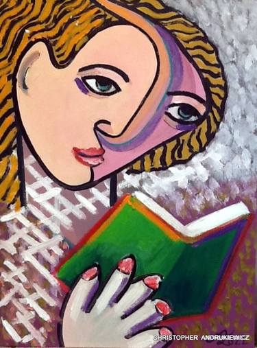 young lady reading a book. thumb