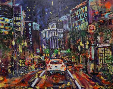 Original Art Deco Cities Paintings by Lana Hollinger