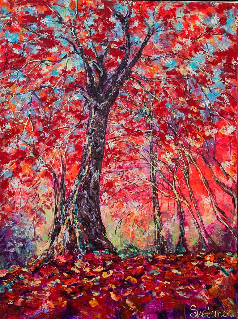 The Red Forest Painting By Lana Hollinger Saatchi Art