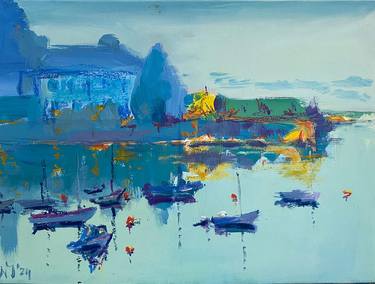 Original Abstract Expressionism Boat Painting by Natali Jordan