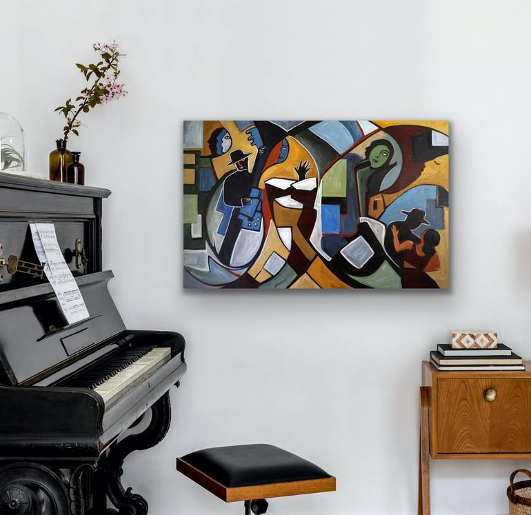 Original Cubism Music Painting by Valerie Vescovi