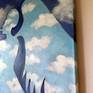 From my new series of skies, which in this case is my sky series in my saints series. I did a painting of Gabriel a while back which was purchased by the Diocese of Cincinnati, they took up a collection to buy it, very touching. So this Gabe is the outline of the first but full of clouds and surrounded by them. Oil on 48x33x.75 canvas, the edges are painted, signed front and back, wired to hang.