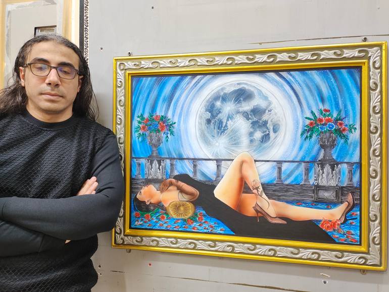 Original Art Nouveau Love Painting by Mostafa Nour