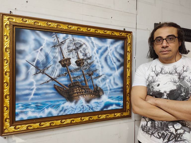 Original Art Nouveau Seascape Painting by Mostafa Nour
