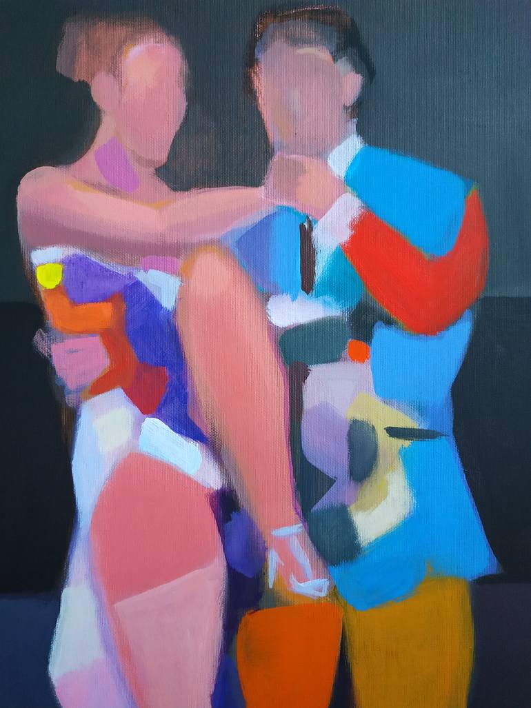 Original Cubism Abstract Painting by Andrea Ortuño