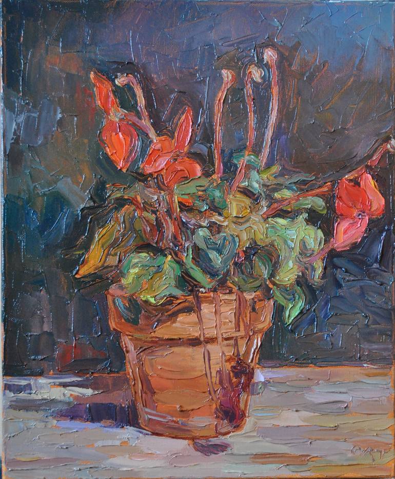 Original Expressionism Floral Painting by Andrea Ortuño